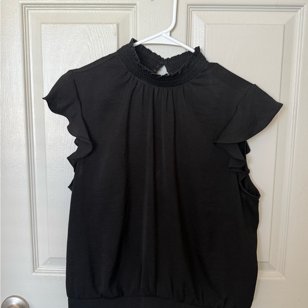 Express Black Ruffle Sleeve Top